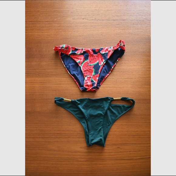 Emerald Knotted Bikini + Top Green Bikini Bottom + tropical watermelon bikini - Picture 7 of 13